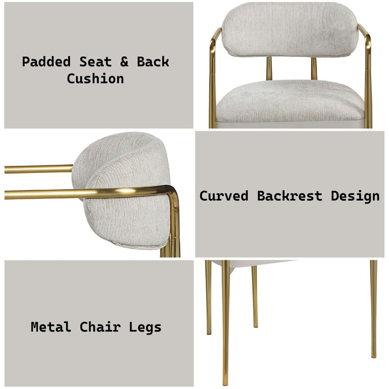 Zayn - Arm Chair (Set of 2) - Beige Chenille & Gold - R&R Furniture Gallery (Fountain Valley, CA)