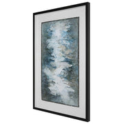 Uttermost Lakeside Grande framed abstract print in pearl silver with a modern artistic design on a clean white background.