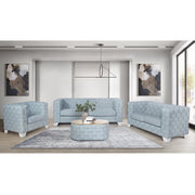 Saree - Sofa - Light Teal Chenille & White - R&R Furniture Gallery (Fountain Valley, CA)