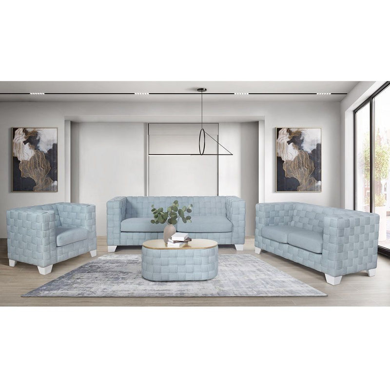 Saree - Sofa - Light Teal Chenille & White - R&R Furniture Gallery (Fountain Valley, CA)