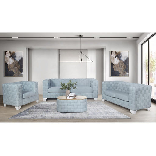 Saree - Sofa - Light Teal Chenille & White - R&R Furniture Gallery (Fountain Valley, CA)