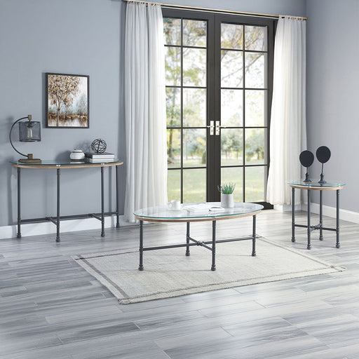 Brantley - Sofa Table - Clear Glass & Sandy Gray - R&R Furniture Gallery (Fountain Valley, CA)