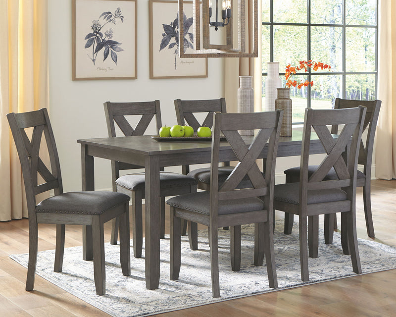 Caitbrook - RECT DRM Table Set (Set of 7) - Gray - R&R Furniture Gallery (Fountain Valley, CA)