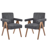 Contemporary Poppy Fabric Dining Armchair With Rubberwood Legs - R&R Furniture Gallery (Fountain Valley, CA)