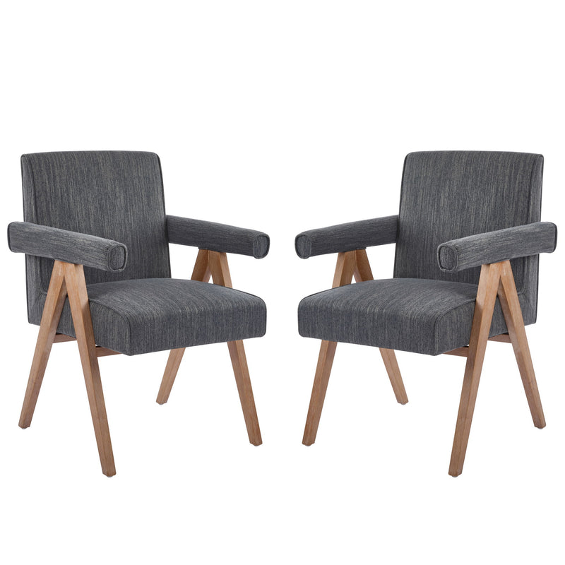 Contemporary Poppy Fabric Dining Armchair With Rubberwood Legs - R&R Furniture Gallery (Fountain Valley, CA)