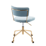 Lumi Source Tania contemporary task desk chair with black cushioned seat and adjustable height, modern office furniture.