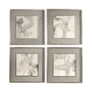 Set of four beige abstract art framed prints by Uttermost, featuring modern, minimalist designs for stylish wall decor.