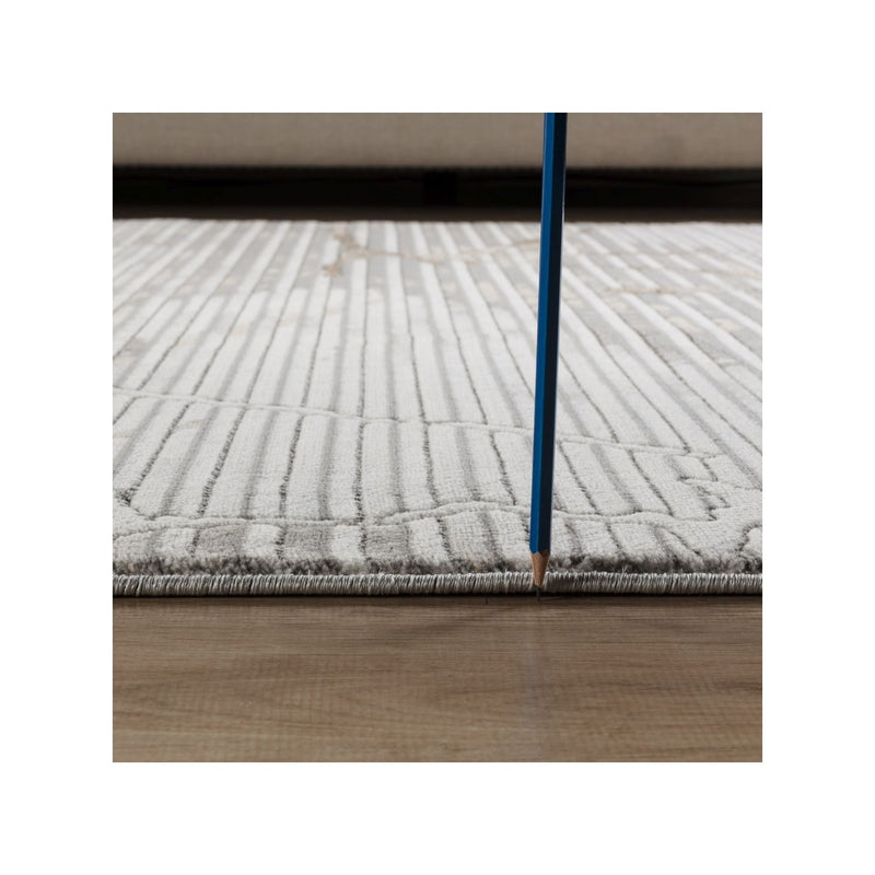 Geometrix - 5'3" X 7'3" Area Rug With Geometric, 3D Effect - Ivory / Gray - R&R Furniture Gallery (Fountain Valley, CA)