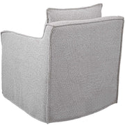 Gray Welland swivel chair by Uttermost featuring a modern design with a cushioned seat and metal base on casters.