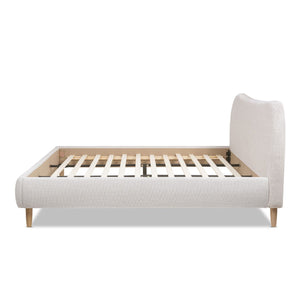 Roman - King Curved Headboard Upholstered Platform Bed - Light Beige