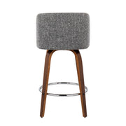 Lumi Source Toriano mid-century modern fixed height counter stools with round footrests, set of 2, featuring sleek wooden design