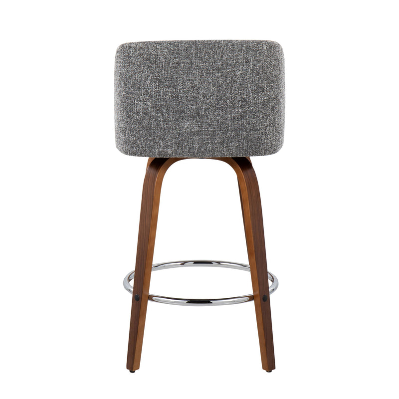 Lumi Source Toriano mid-century modern fixed height counter stools with round footrests, set of 2, featuring sleek wooden design