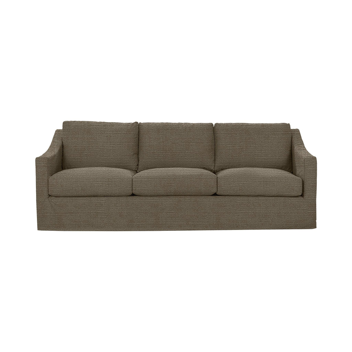 Classic Home Kipton upholstered stationary sofa with plush fabric, featuring wide armrests and comfy cushions in a stylish living room setting.