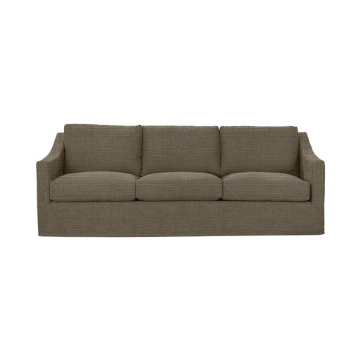 Classic Home Kipton upholstered stationary sofa with plush fabric, featuring wide armrests and comfy cushions in a stylish living room setting.