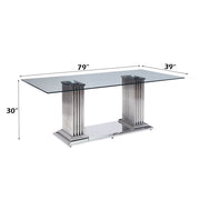 Cyrene - Dining Table - Clear Glass Top & Stainless Steel - R&R Furniture Gallery (Fountain Valley, CA)