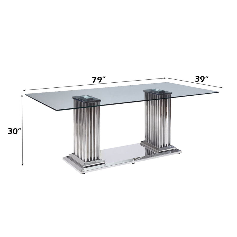 Cyrene - Dining Table - Clear Glass Top & Stainless Steel - R&R Furniture Gallery (Fountain Valley, CA)