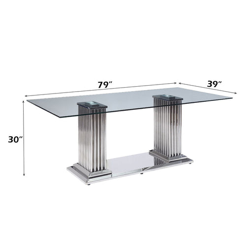 Cyrene - Dining Table - Clear Glass Top & Stainless Steel - R&R Furniture Gallery (Fountain Valley, CA)