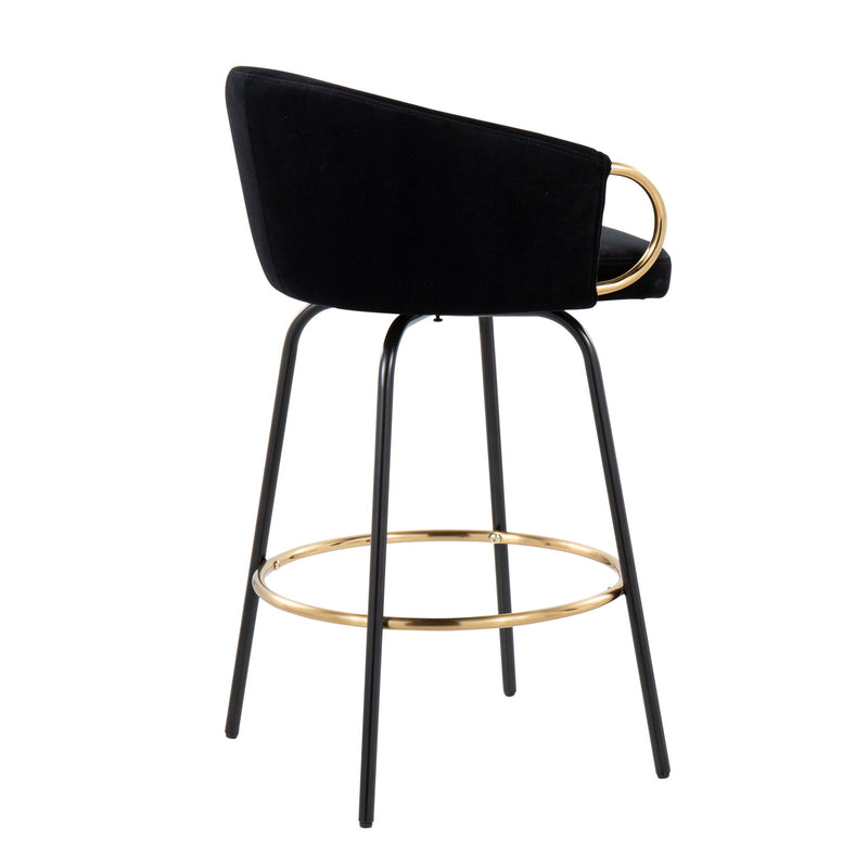 Pair of Lumi Source Claire contemporary glam counter stools with sleek design and cushioned seats, set of two for modern kitchen counters.