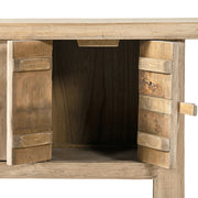 Jennifer Taylor Home Rowan sideboard with natural wood finish and lower shelf, showcasing a modern storage piece with sleek design.