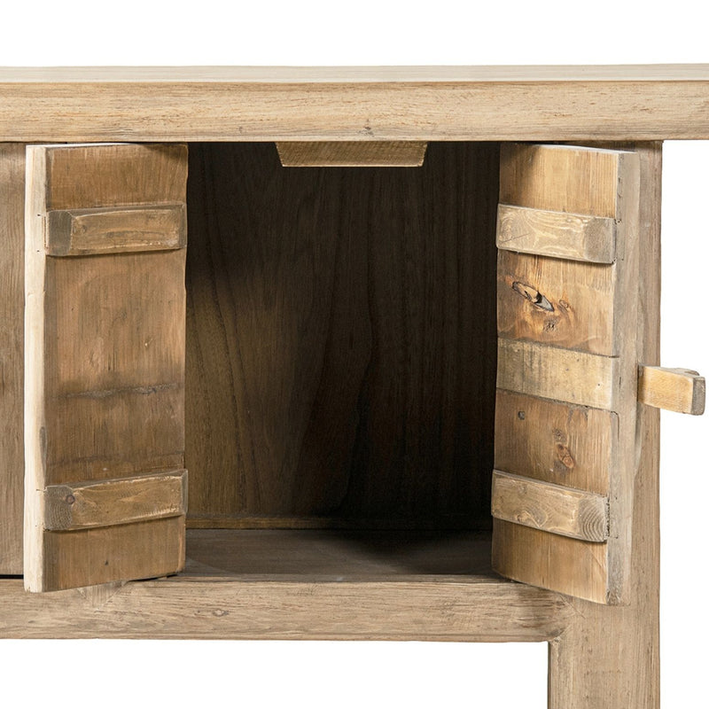 Jennifer Taylor Home Rowan sideboard with natural wood finish and lower shelf, showcasing a modern storage piece with sleek design.
