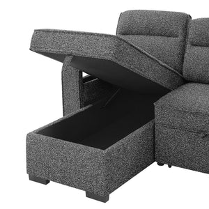Mitchell - Reversible Sofabed With Storage Chaise, USB And Cup Holders - Dark Gray