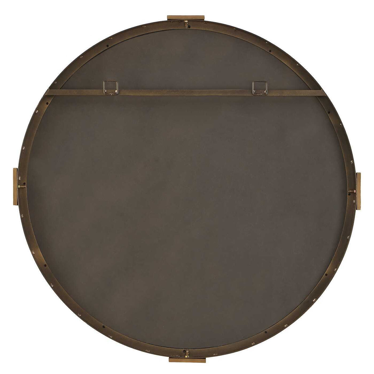 Russo - Travertine Round Mirror - Bronze / Brown / Gold