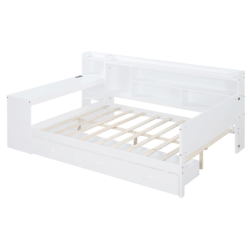 Daybed With 3 Drawers USB Ports And Desk - R&R Furniture Gallery (Fountain Valley, CA)