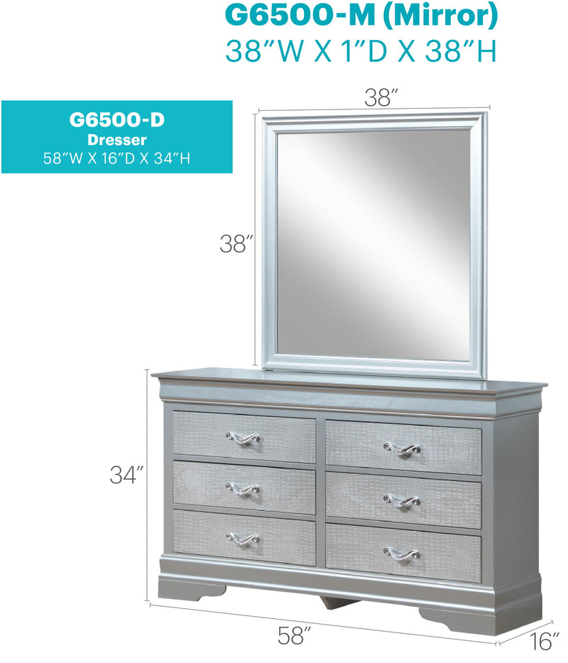 Glory Furniture Lorana dresser with multiple drawers and sleek finish, ideal for sophisticated bedroom storage.