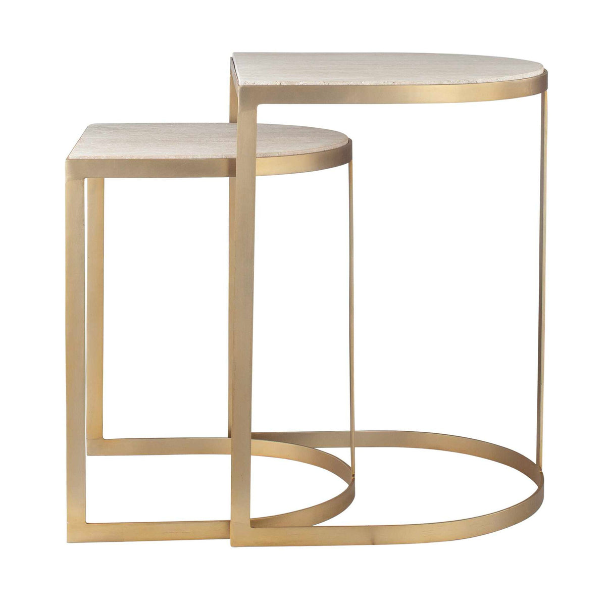 Lindon - Travertine Nesting Tables Set - Gold / White