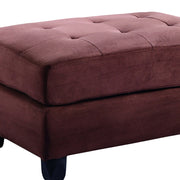 Contemporary upholstered ottoman by Glory Furniture with a plush fabric top and sleek wooden legs, modern home decor piece.