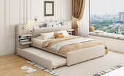 Upholstered Platform Bed With Reading Lights, Drawers, Trundle And Shelves - R&R Furniture Gallery (Fountain Valley, CA)