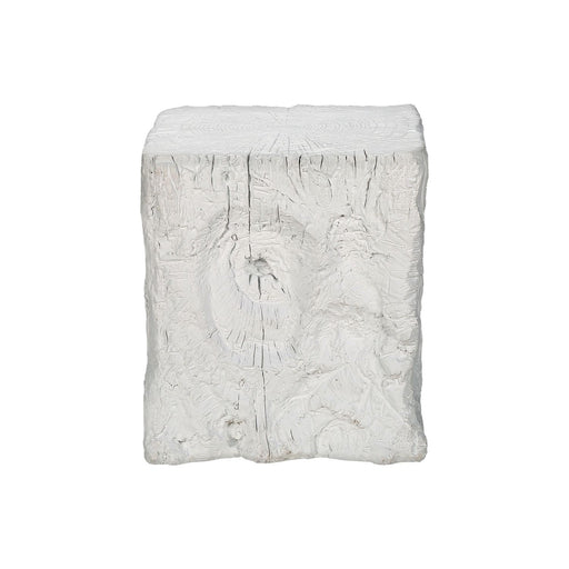 White 8th Street square accent table for indoor and outdoor use, featuring a modern design and sturdy construction.