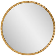 Round industrial wall mirror by Uttermost, Dandridge design with a metal frame, reflecting a modern, vintage-inspired decor style.