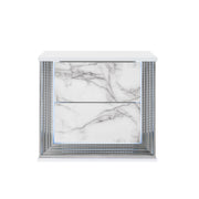 Moon - Marble Nightstand With LED - White - R&R Furniture Gallery (Fountain Valley, CA)