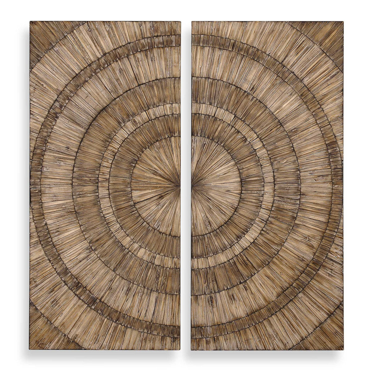 Light brown Lanciano wood wall art by Uttermost, featuring a textured, natural wood design for stylish wall decor.