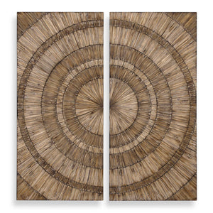 Light brown Lanciano wood wall art by Uttermost, featuring a textured, natural wood design for stylish wall decor.