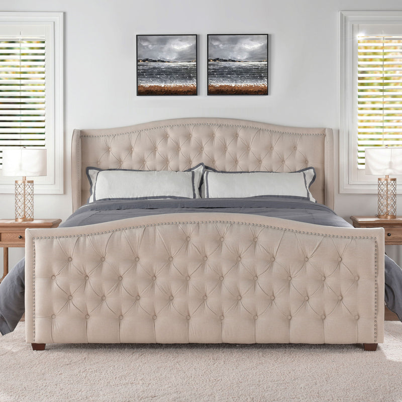 Marcella - Upholstered Shelter Headboard Bed Set - R&R Furniture Gallery (Fountain Valley, CA)