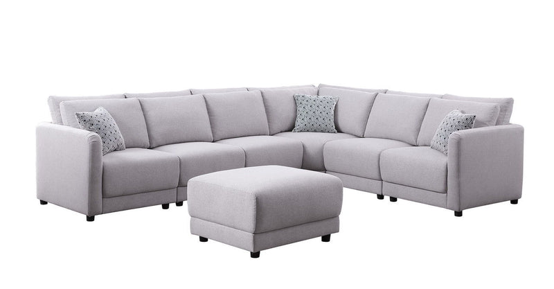 Penelope - Fabric Reversible Modular Sectional Sofa With Ottoman And Pillows - R&R Furniture Gallery (Fountain Valley, CA)