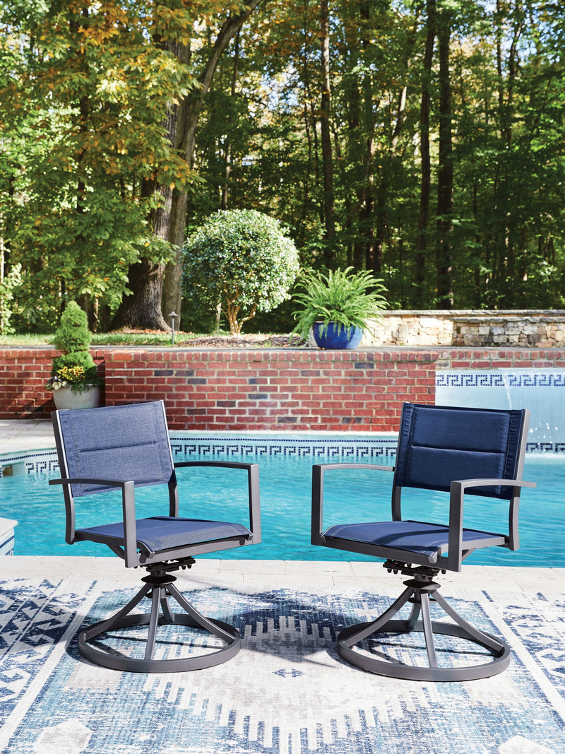 Rocky Creek - Sling Swivel Chair (Set of 2) - Blue / Gray - R&R Furniture Gallery (Fountain Valley, CA)