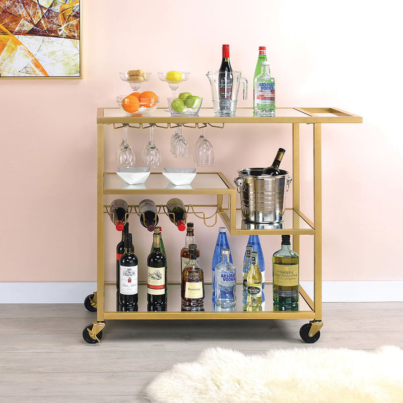 Adamsen - Serving Cart - Mirrored & Champagne - R&R Furniture Gallery (Fountain Valley, CA)