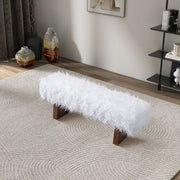 Henley - Fur Bench - White Khaki - R&R Furniture Gallery (Fountain Valley, CA)