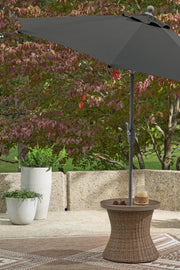 Laguna Heights - Round End Table With Umbrella Option - Beige - R&R Furniture Gallery (Fountain Valley, CA)