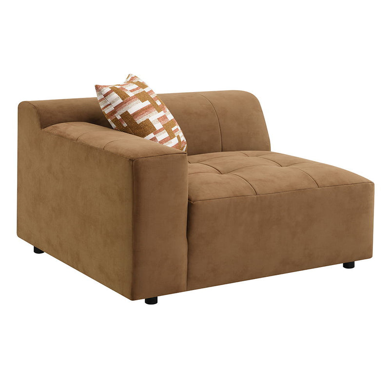 Zoey - Modular - LF Arm Chair With Pillow - Chocolate Suede - R&R Furniture Gallery (Fountain Valley, CA)
