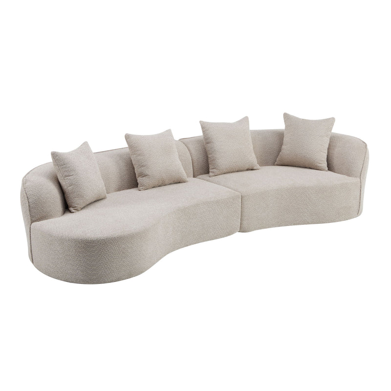 Noble House elegant curved sectional sofa with plush foam cushions, featuring modern design and spacious seating.