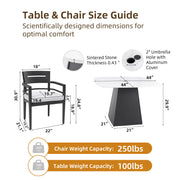 Outdoor Patio Dining Set, Squircle Dining Table, Dining Chairs With Sunbrella Cushions - R&R Furniture Gallery (Fountain Valley, CA)