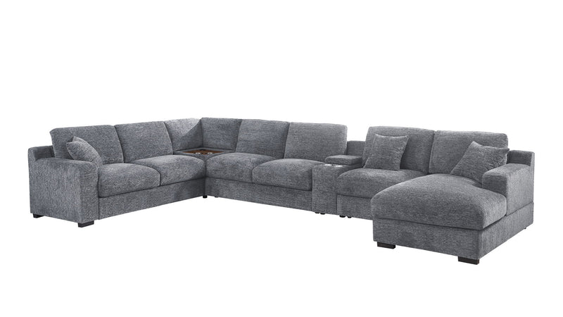Celine - Fabric Corner Sectional Sofa With Right-Facing Chaise, Cupholders, And Charging Ports - R&R Furniture Gallery (Fountain Valley, CA)