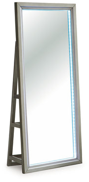 Evesen - Floor Standing Mirror With Storage - Champagne - R&R Furniture Gallery (Fountain Valley, CA)