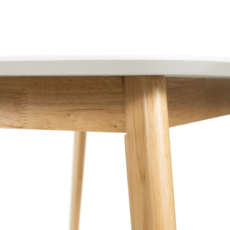 Dining Table With Splayed Rubberwood Legs & Faux Wood Tabletop, Mid Century Modern - White Oak - R&R Furniture Gallery (Fountain Valley, CA)
