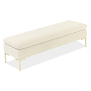Signature Beds & Benches - Zennia Velvet Accent Bench - Ivory / Gold - R&R Furniture Gallery (Fountain Valley, CA)