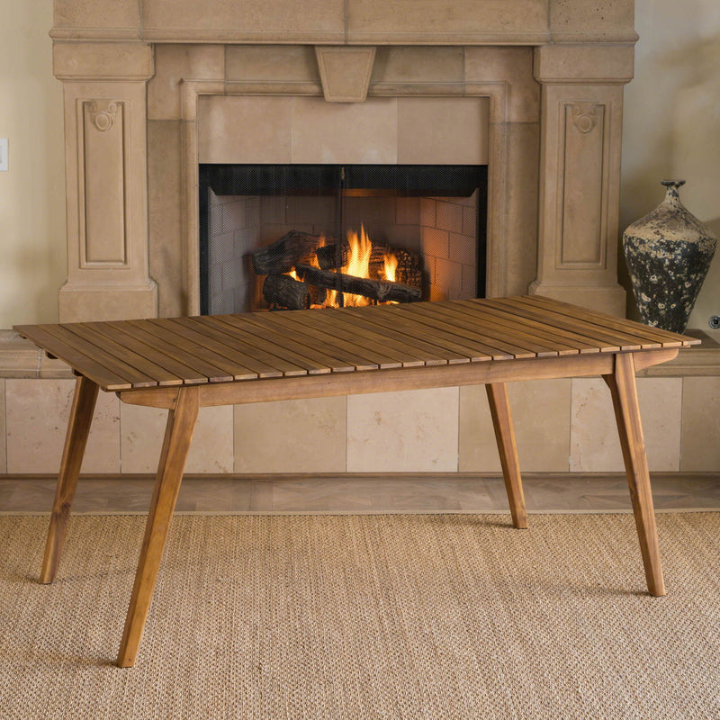 Noble House outdoor teak dining table with sturdy frame, perfect for patio or garden outdoor dining setup.
